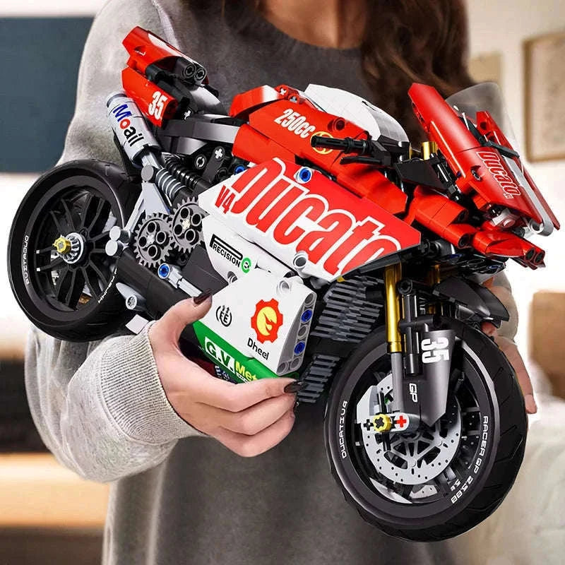 V4 Motorcycle Building Blocks Model Kit for Display Building-863pcs