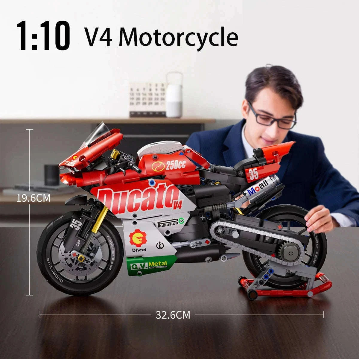 V4 Motorcycle Building Blocks Model Kit for Display Building-863pcs