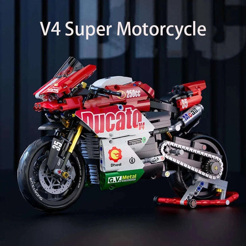 V4 Motorcycle Building Blocks Model Kit for Display Building-863pcs