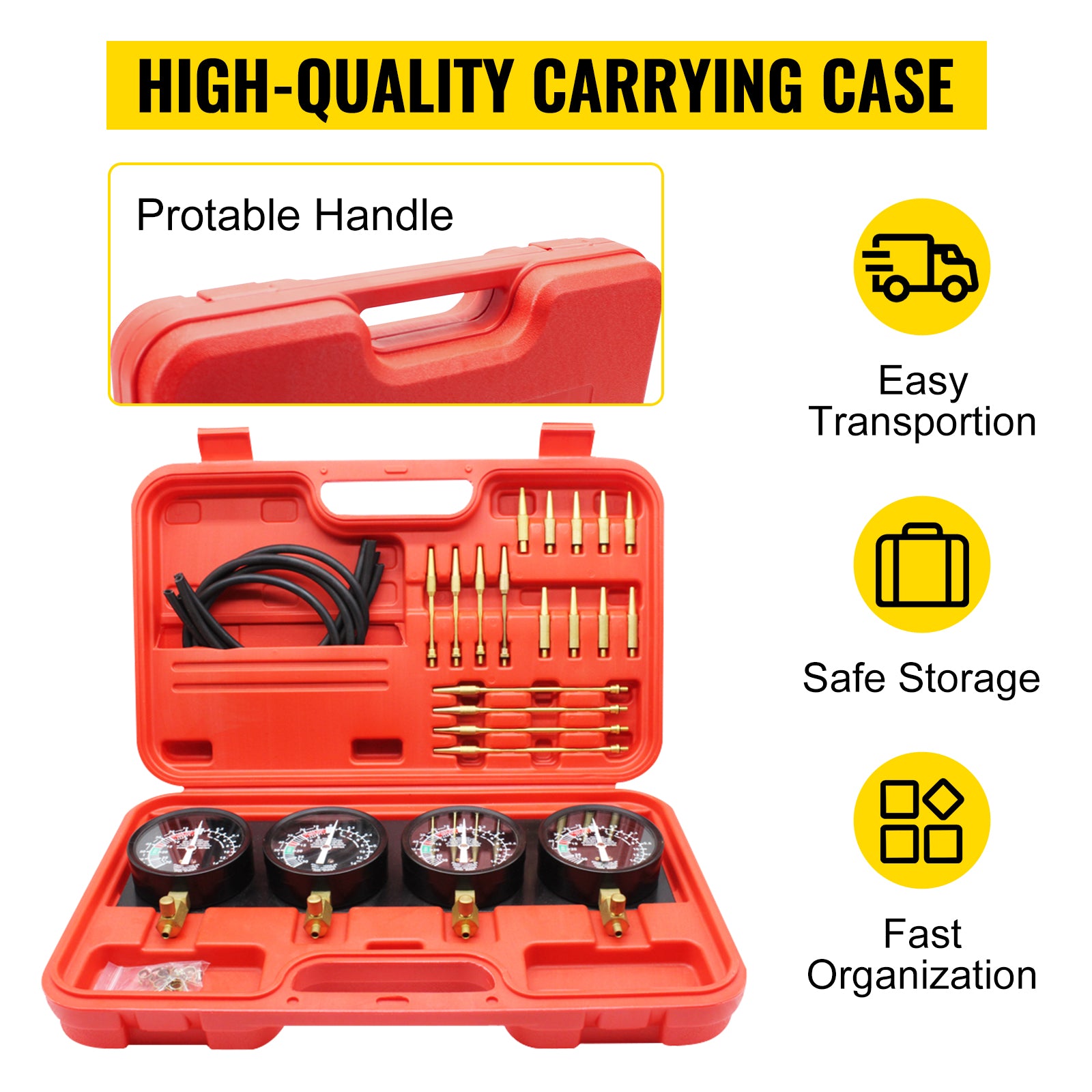 4-Gauge Carburetor Synchronizer Tool Kit with Hoses & Adapters
