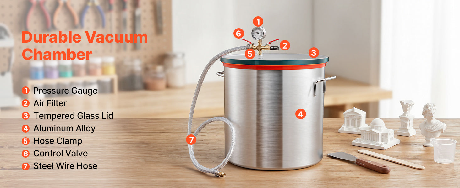 Cameră de degazare sub vid pentru rășină, lemn și silicon (1,5–15 Gal)