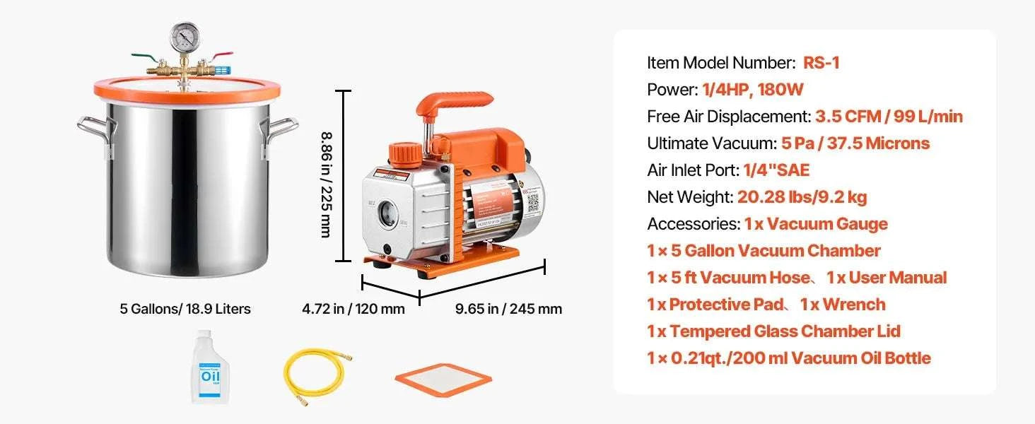 Vacuum Chamber Kit 3.5 CFM Pump for Resin Degassing & Wood Stabilizing-3 Gallon / US / United States