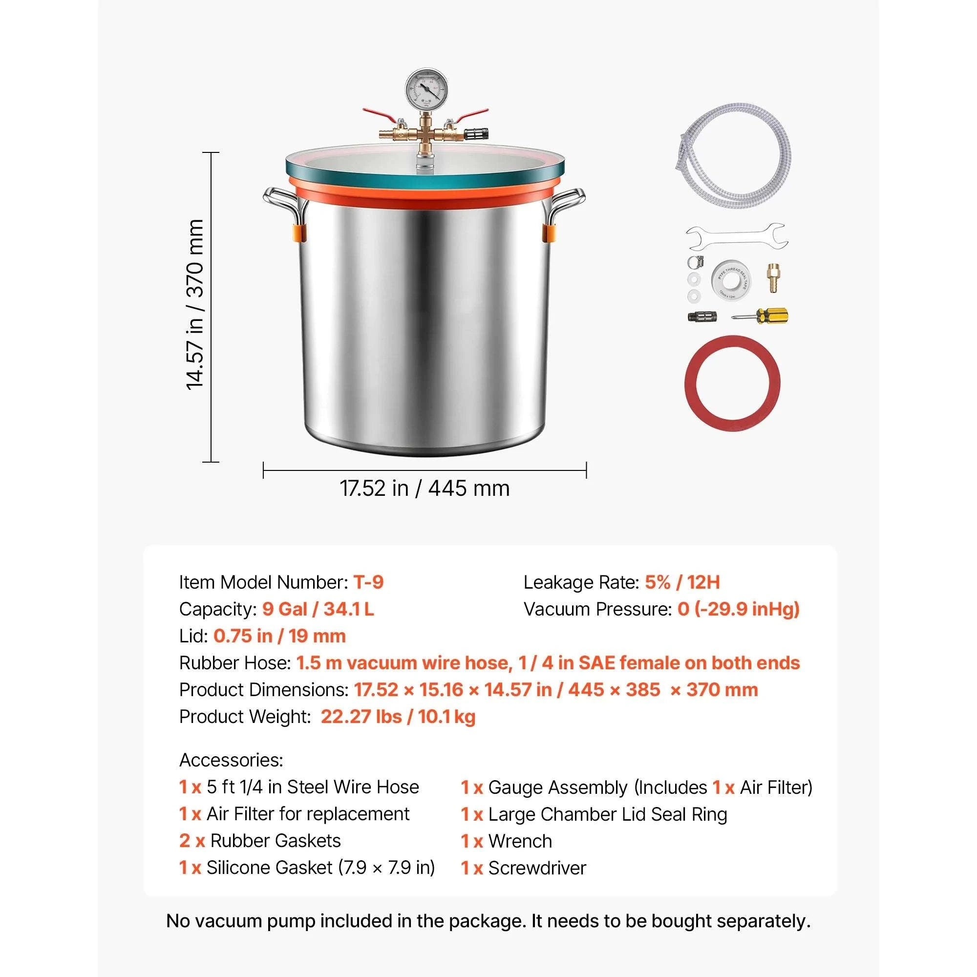 Vacuum Degassing Chamber for Resin, Wood & Silicone (1.5–15 Gal)-1.5 Gallon / United States