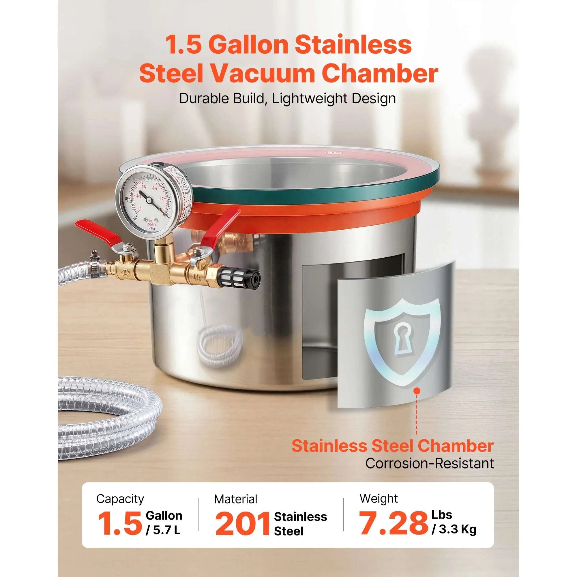 Vacuum Degassing Chamber for Resin, Wood & Silicone (1.5–15 Gal)-1.5 Gallon / United States