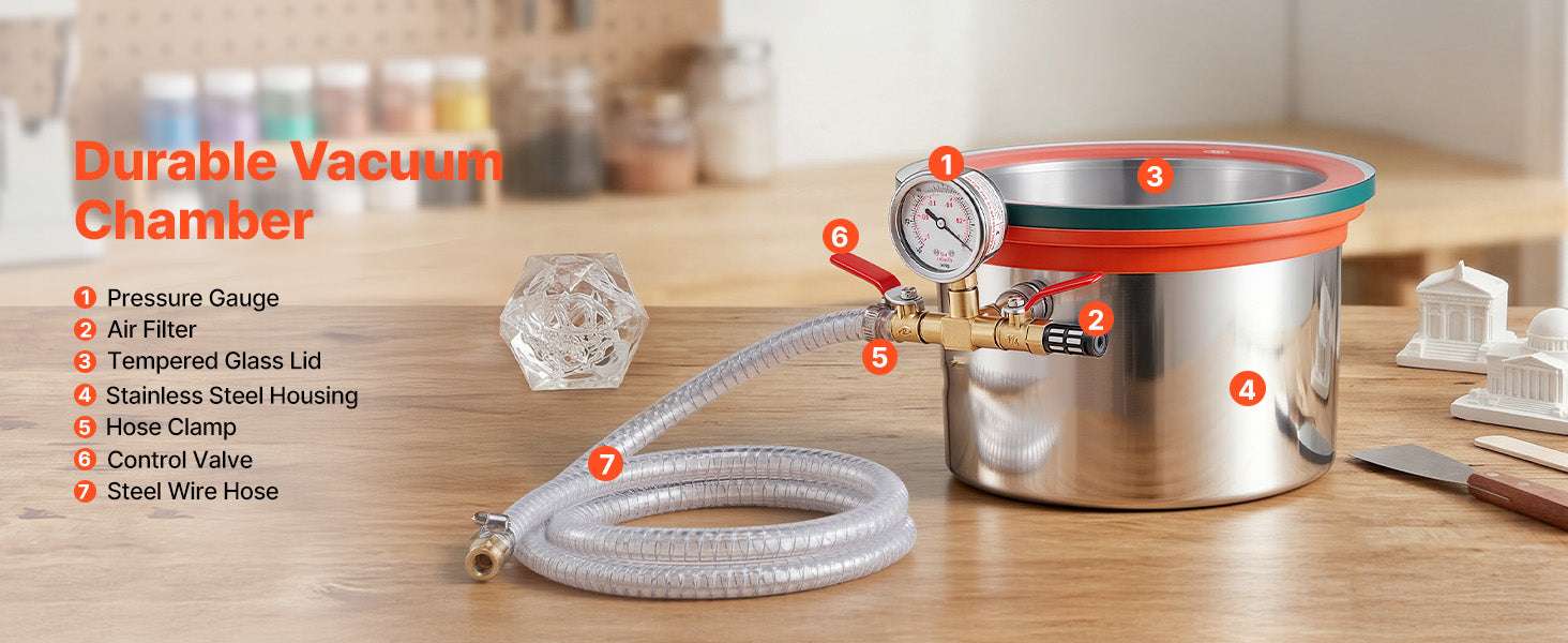 Vacuum Degassing Chamber for Resin, Wood & Silicone (1.5–15 Gal)-1.5 Gallon / United States