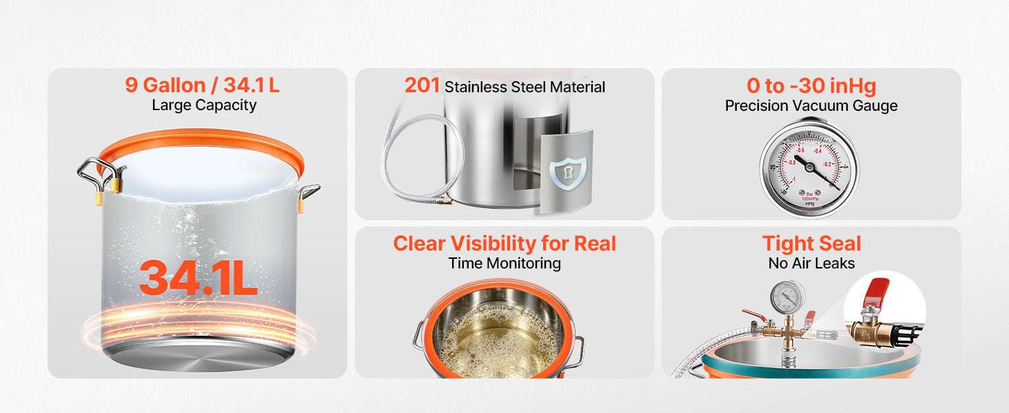Vacuum Degassing Chamber for Resin, Wood & Silicone (1.5–15 Gal)-1.5 Gallon / United States