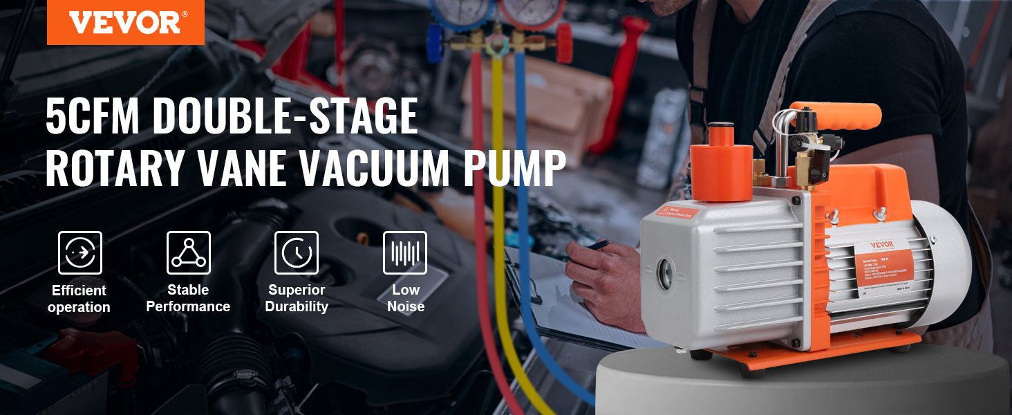 VEVOR HVAC-vacuümpomp 3,5–7 CFM 1- en 2-traps AC120V