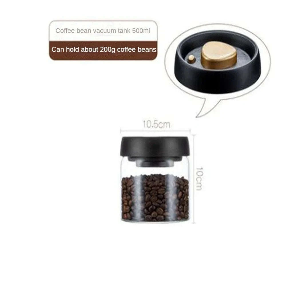 Vacuum Sealed Glass Coffee Storage Jar-500ml