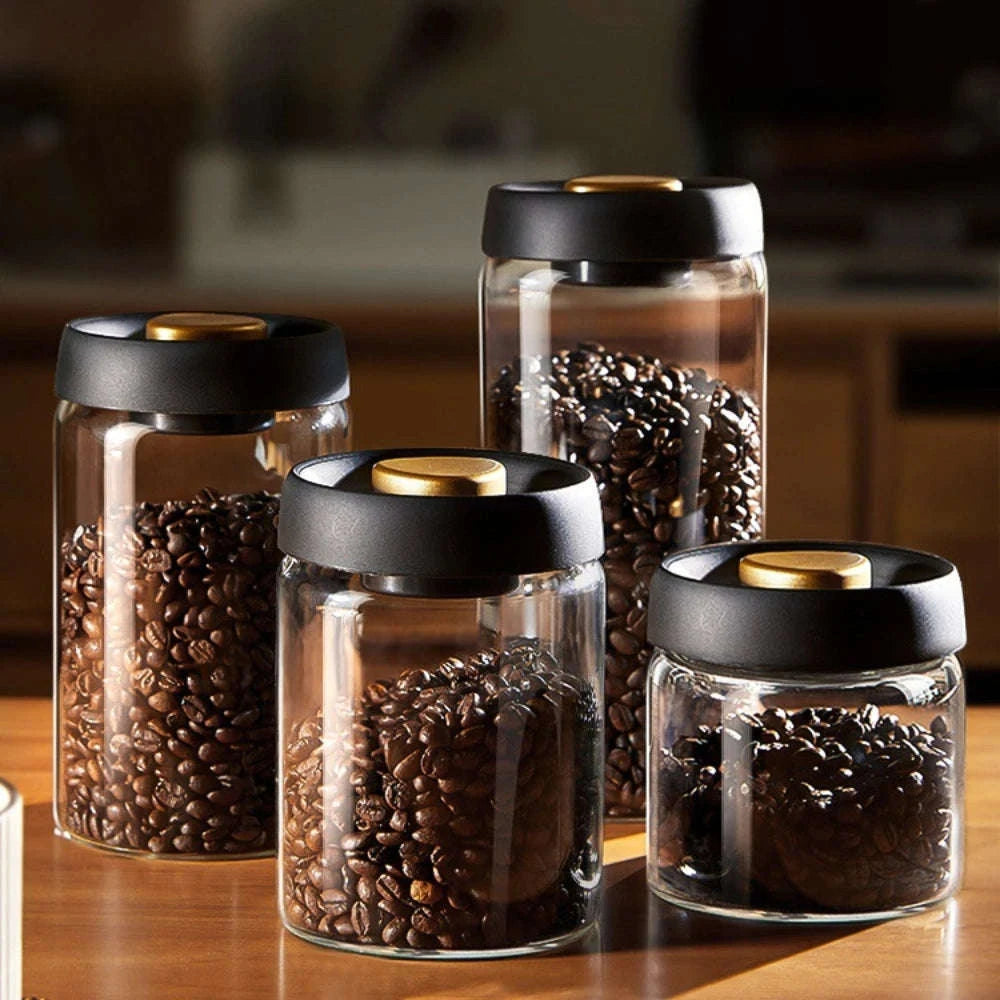 Vacuum Sealed Glass Coffee Storage Jar-500ml