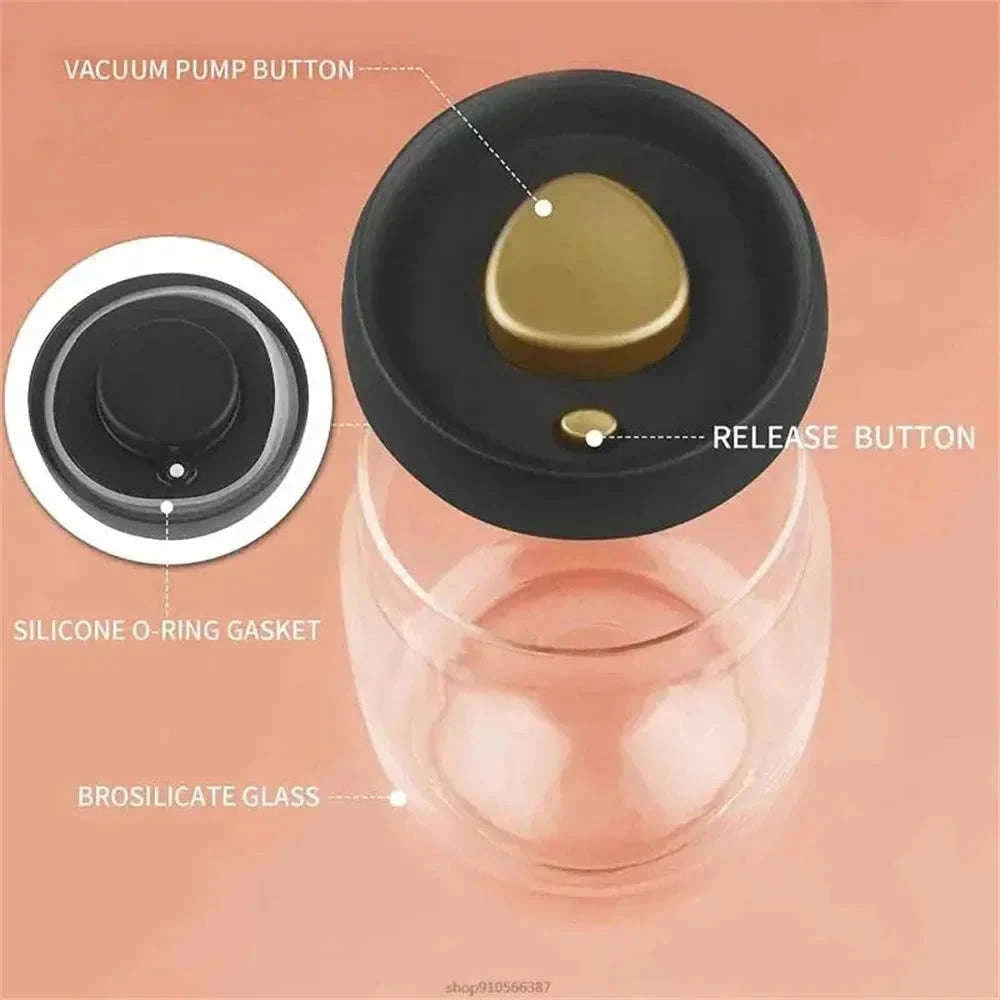 Vacuum Sealed Glass Coffee Storage Jar for Fresh Beans-500ml