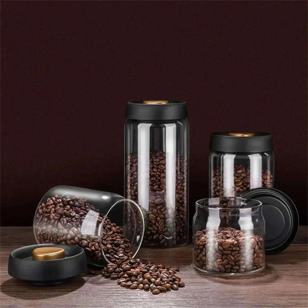 Vacuum Sealed Glass Coffee Storage Jar for Fresh Beans-500ml
