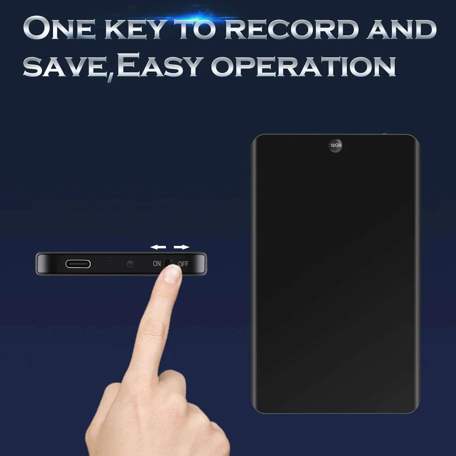 Vandlion V66 Slim Voice Activated Recorder 64GB-China Mainland / 64 GB
