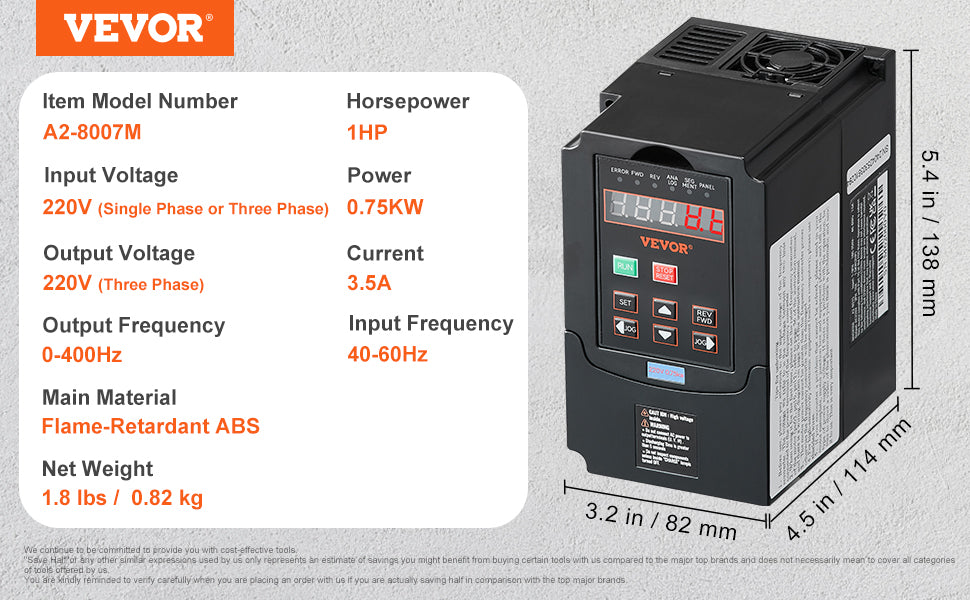 SucceBuy 0.75/7.5KW VFD Frequency Inverter 220V Output Variable Frequency Drive for Spindle Motor CNC Converter Speed Control