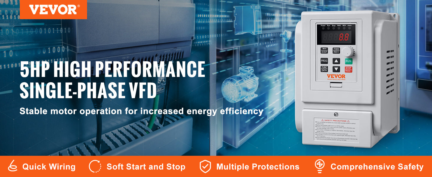 SucceBuy VFD 5HP4KW Singel Phase 220V-240V Input to 3 Phase 220V-240V Output Variable Frequency Drive for AC Motor Speed Control