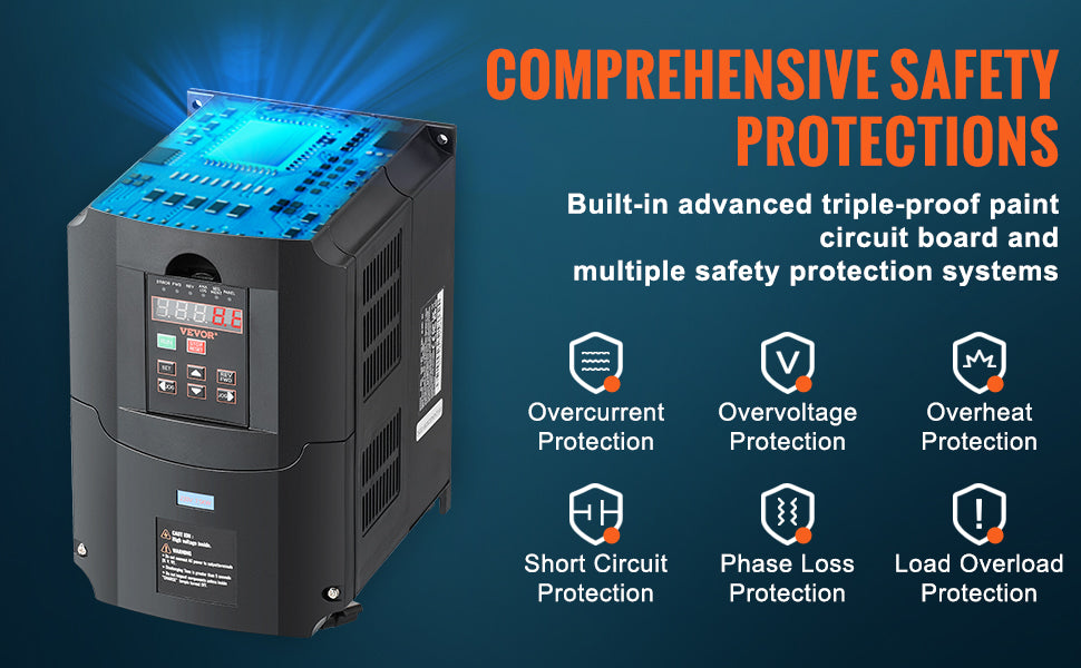 SucceBuy 0.75/7.5KW VFD Frequency Inverter 220V Output Variable Frequency Drive for Spindle Motor CNC Converter Speed Control