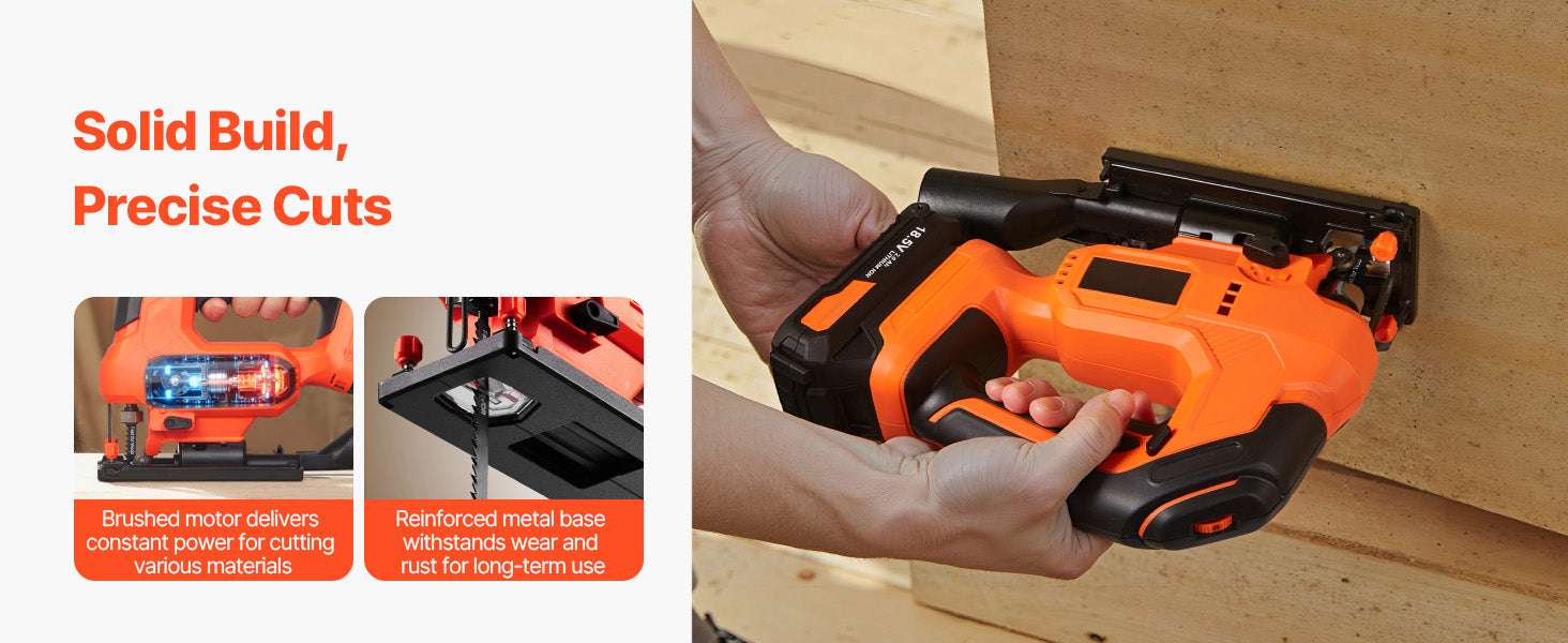 Variable Speed Jig Saw with LED Light & 0–45° Bevel Cutting-3000spm TypeB / United States