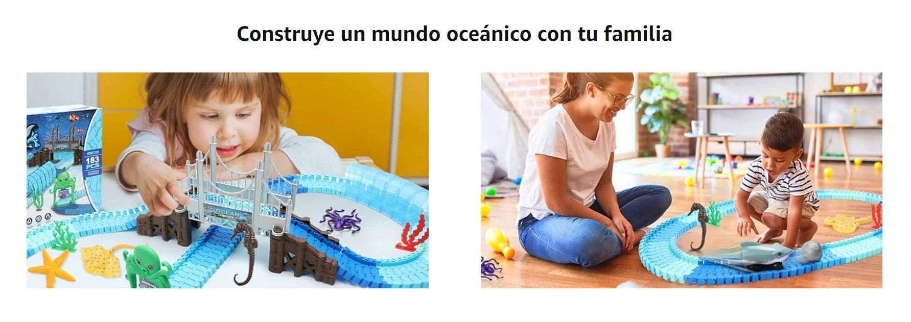 VATOS Shark Race Car Track Toy with Ocean Adventure Theme-Blue / UNITED KINGDOM