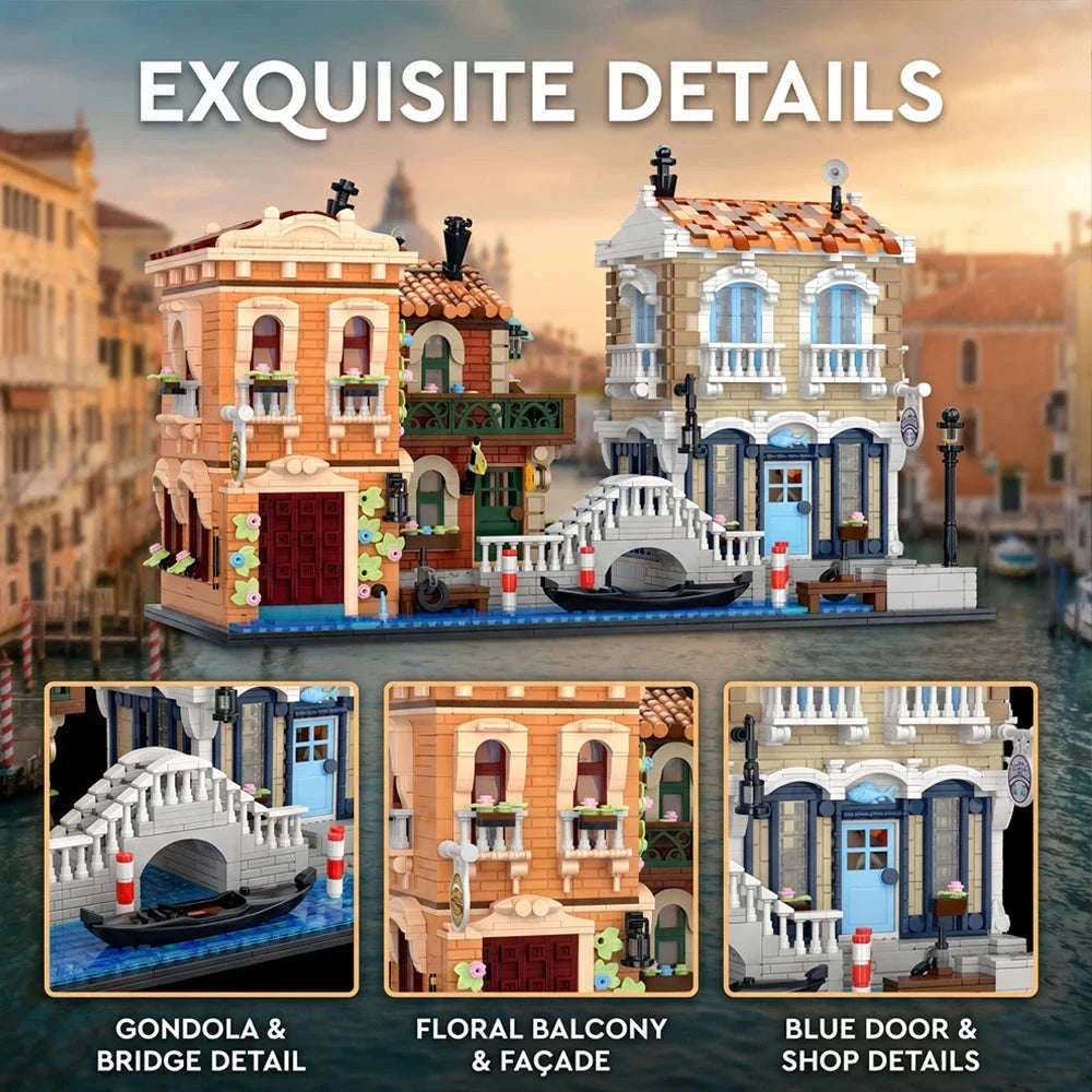 Venice Waterfront LED Brick Model Kit, 4610 Pieces-with box / Poland