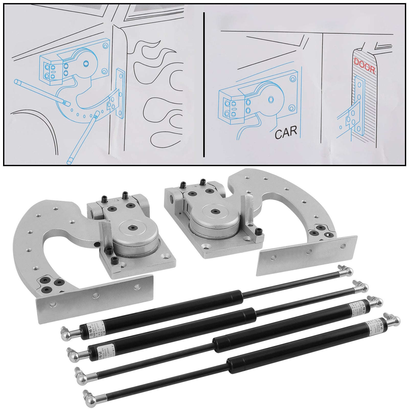 Vertical Door Hinges Bolt Kit Adjustable 90 Degrees Universal Fit-United States