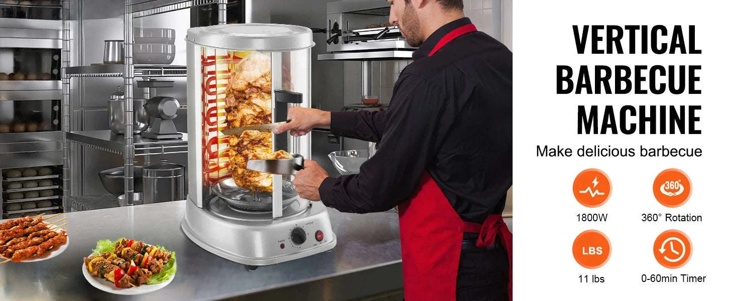 Vertical Electric Shawarma Grill Machine Stainless Steel-Sliver / United States