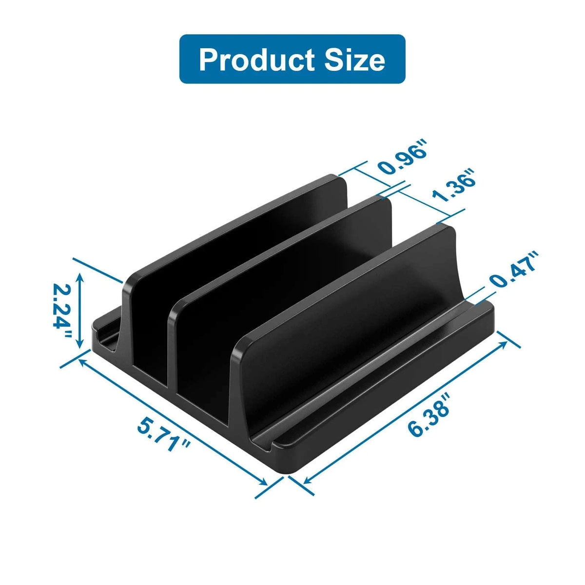 Vertical Laptop Stand for Desk with Dual Slots-BLACK