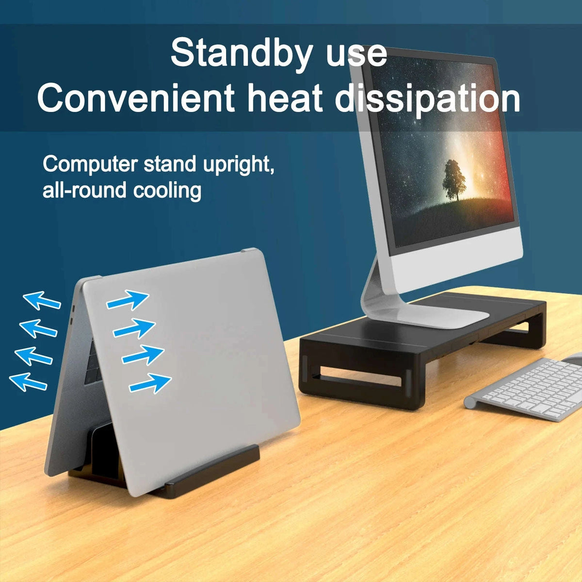 Vertical Laptop Stand for Desk with Dual Slots-BLACK