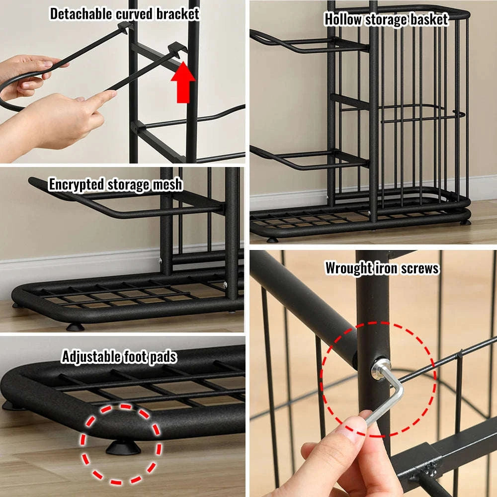 Vertical Sports Ball Storage Rack for Kids – Adjustable Steel Organizer-black / france