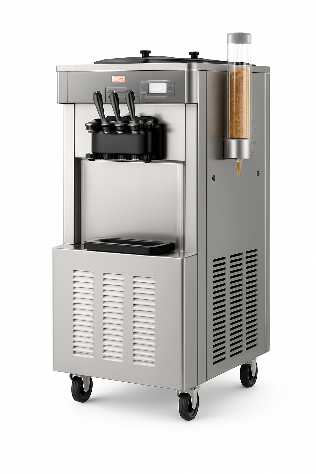 Commercial Soft Ice Cream Machine 3 Flavors Pre-Cooling LED Panel Single Cylinder Overnight Refrigeration