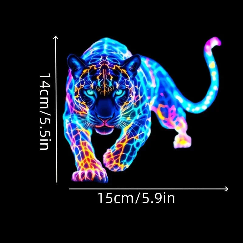 Vibrant Neon Leopard Motorcycle Sticker-FGLH11-1PC / 14x15cm
