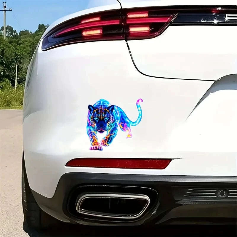 Vibrant Neon Leopard Motorcycle Sticker-FGLH11-1PC / 14x15cm