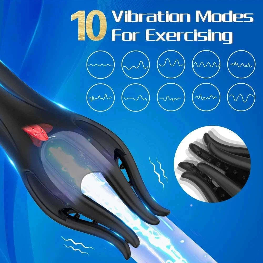 Vibrating Glans Trainer for Men Soft Silicone Wearable Massager-No Tongue