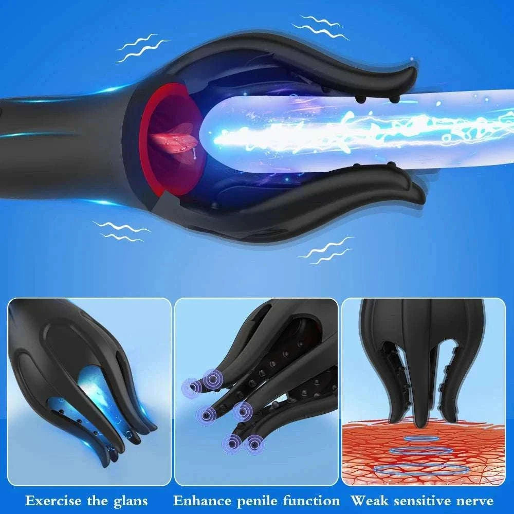 Vibrating Glans Trainer for Men Soft Silicone Wearable Massager-No Tongue