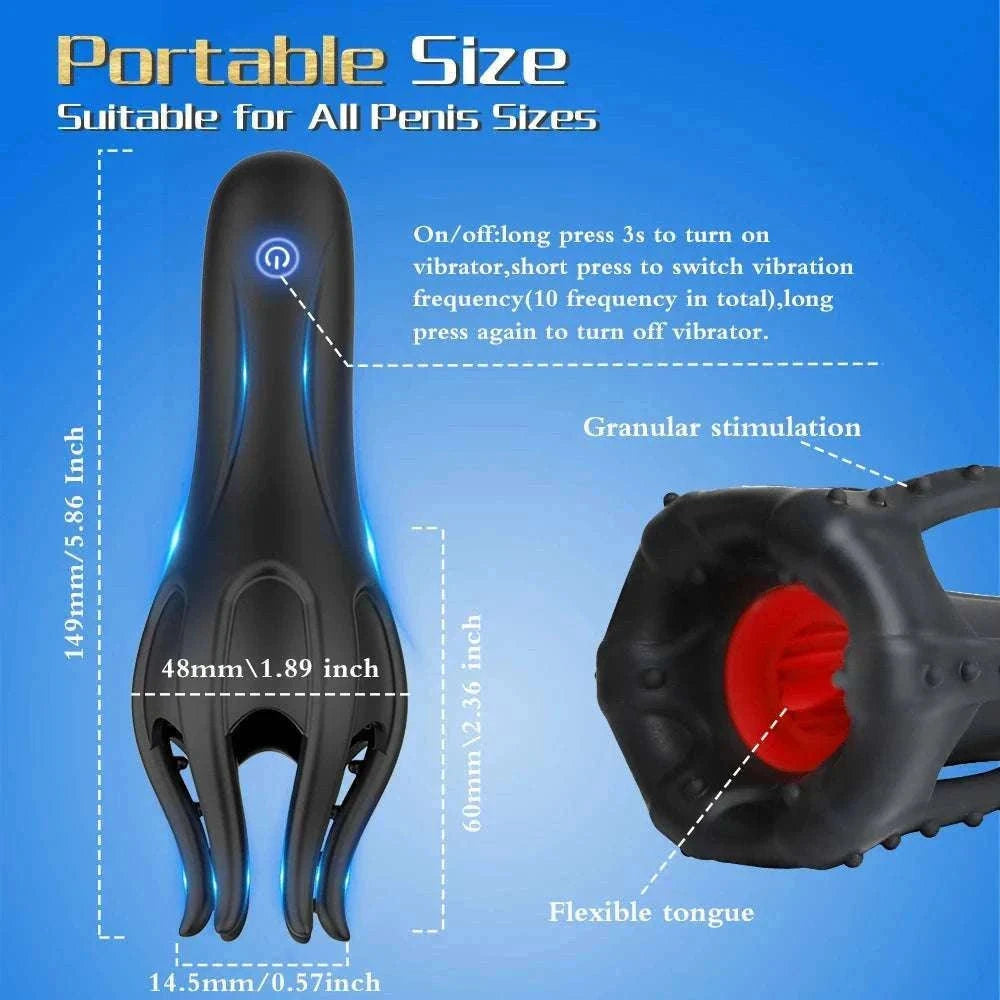 Vibrating Glans Trainer for Men Soft Silicone Wearable Massager-No Tongue