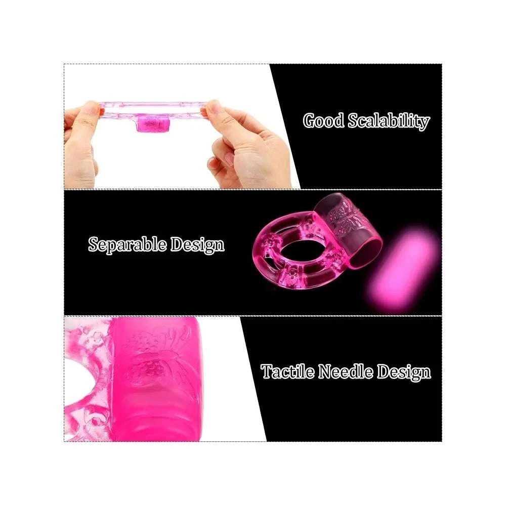 Vibrating Silicone Cock Ring with Clitoral Stimulator (10 Pack)-10pcs