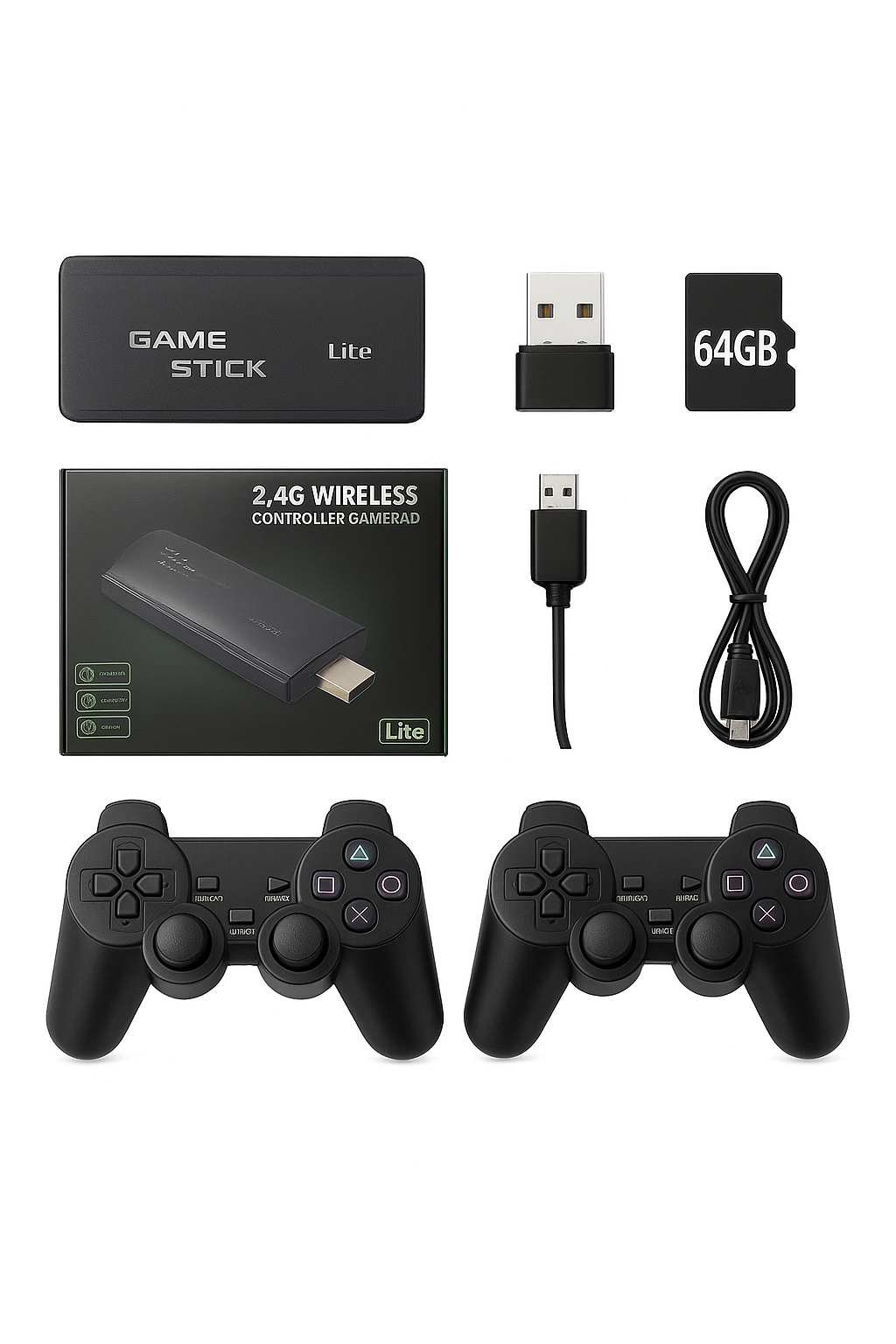 Video game-konsol 2,4G dobbelt trådløs controller 4K HDMI til PS1/SFC/NES tv & PC 20000 Spil 64GB Retro børns jul