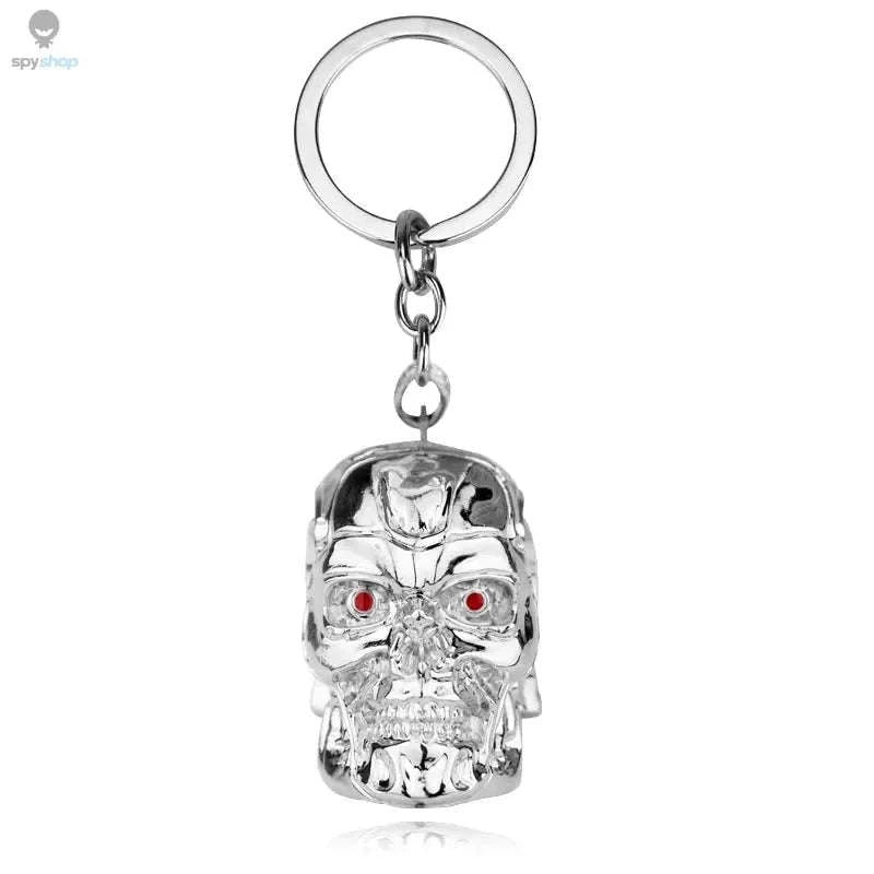 Vintage Charm Terminator Skull Keychain-K137-Silver