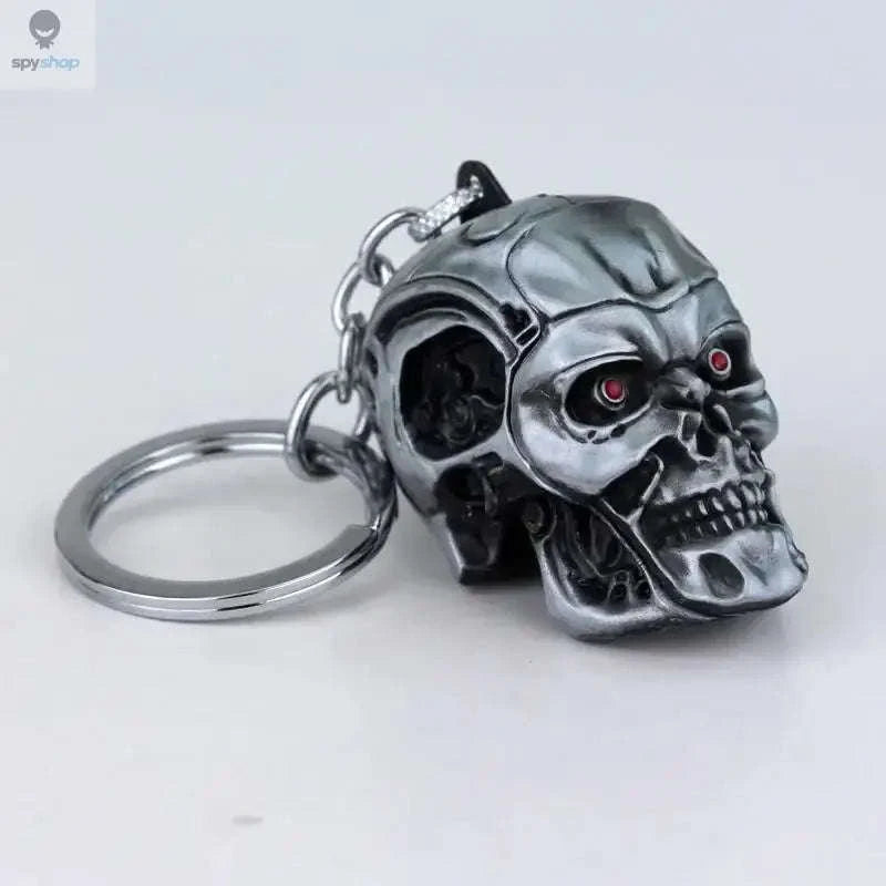 Vintage Charm Terminator Skull Keychain-K137-Silver