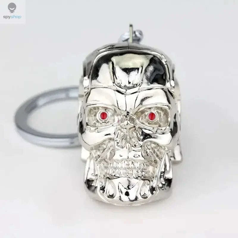 Vintage Charm Terminator Skull Keychain-K137-Silver