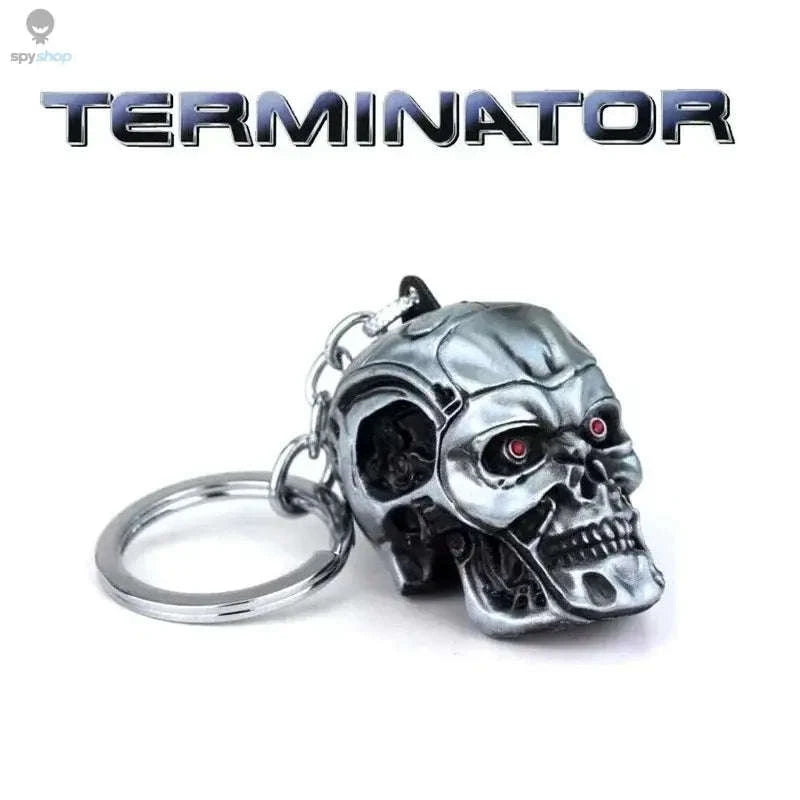 Vintage Charm Terminator Skull Keychain-K137-Silver