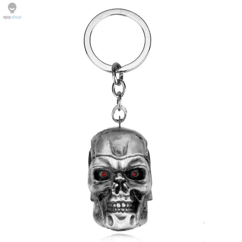 Vintage Charm Terminator Skull Keychain-K137-Silver