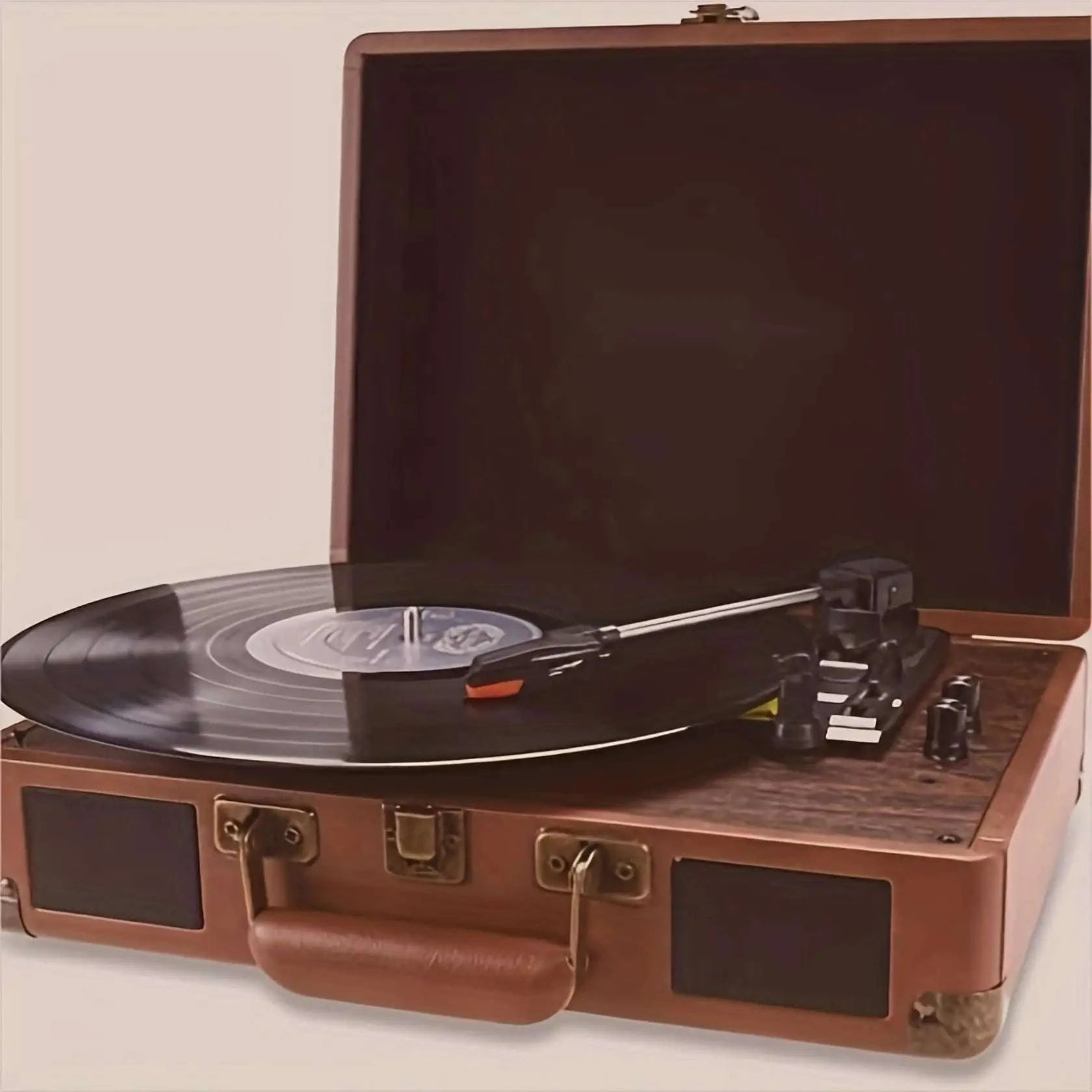 Vintage Gramophone Turntable with Built‑In Stereo Speakers-Tea Brown / UNITED KINGDOM