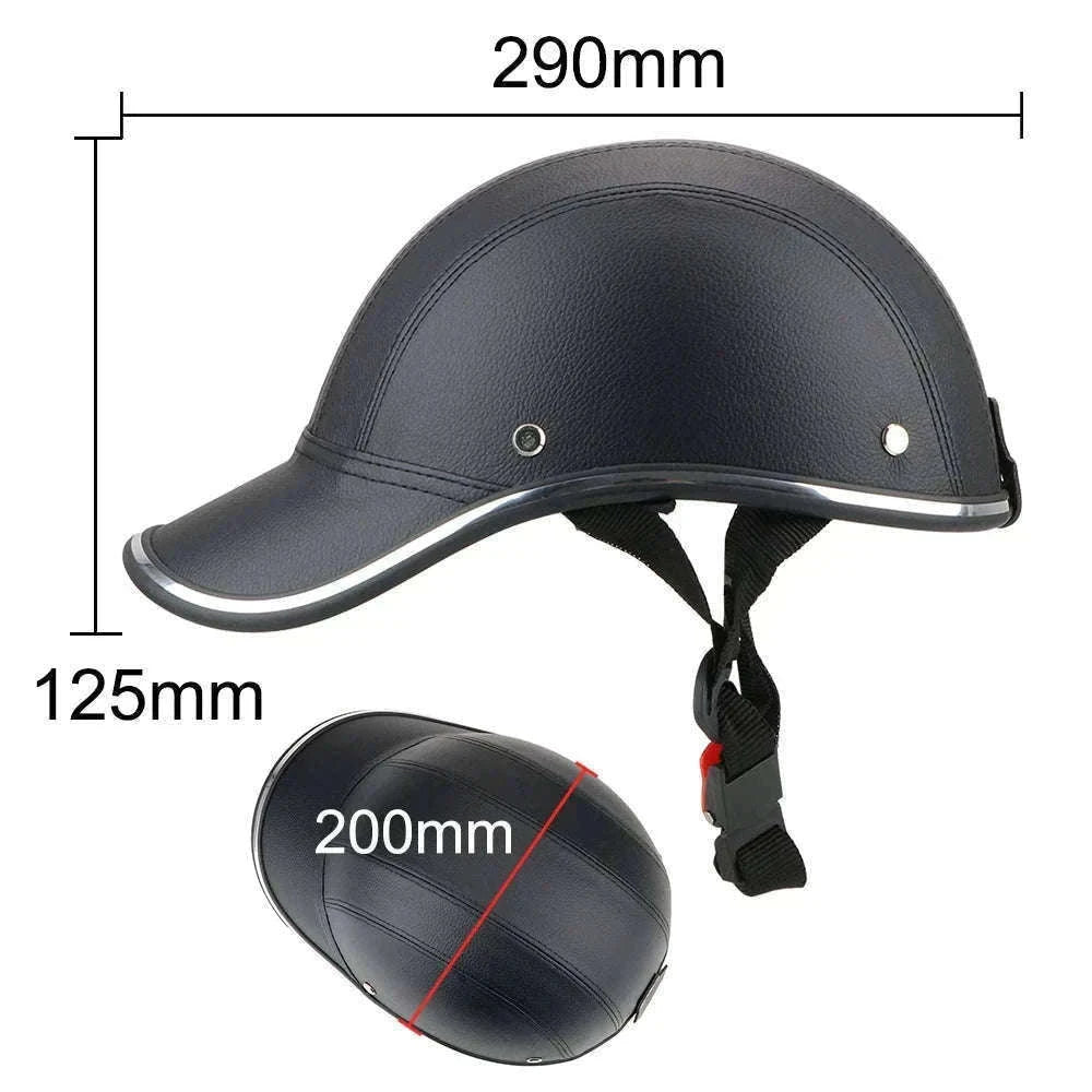 Vintage Half Helmet with 7cm Brim and Adjustable Fit-black