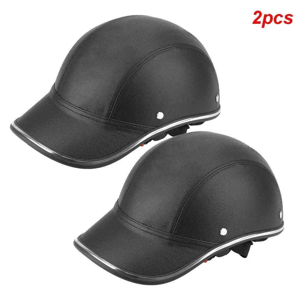 Vintage Half Helmet with 7cm Brim and Adjustable Fit-black