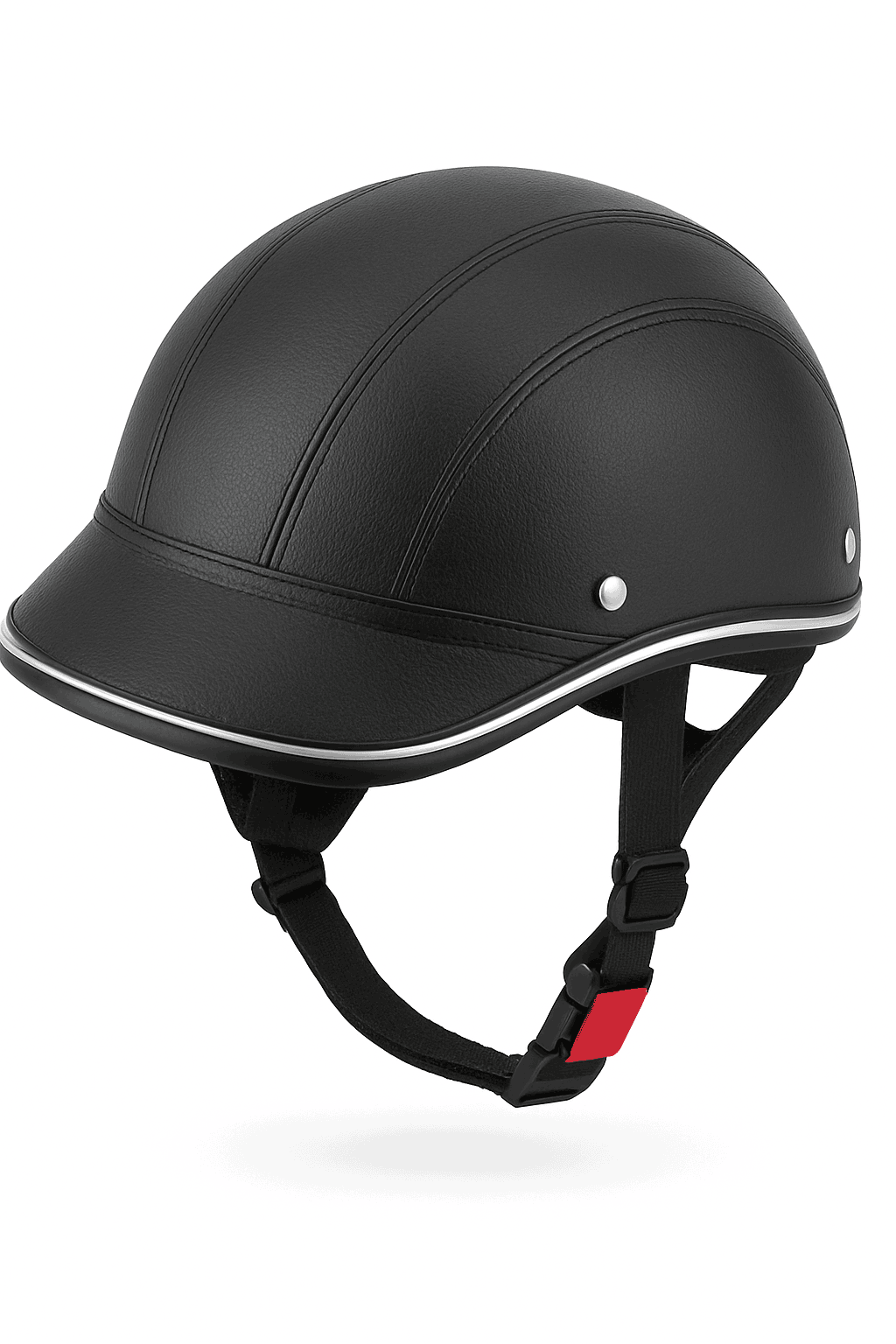 Vintage Half Helmet with 7cm Brim and Adjustable Fit-black