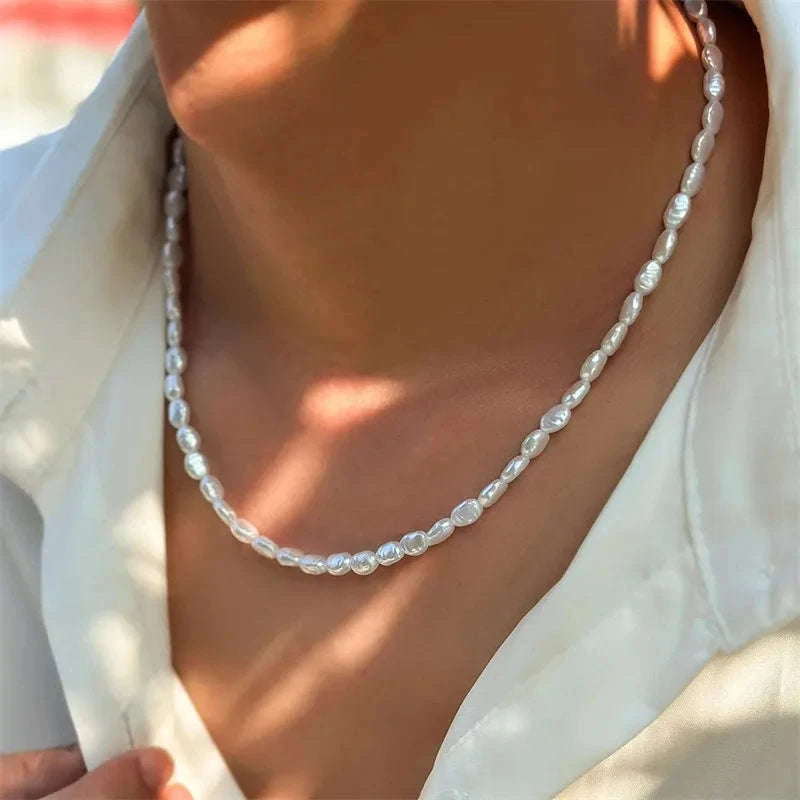 Vintage Imitation Pearl Choker Necklace-x829-s