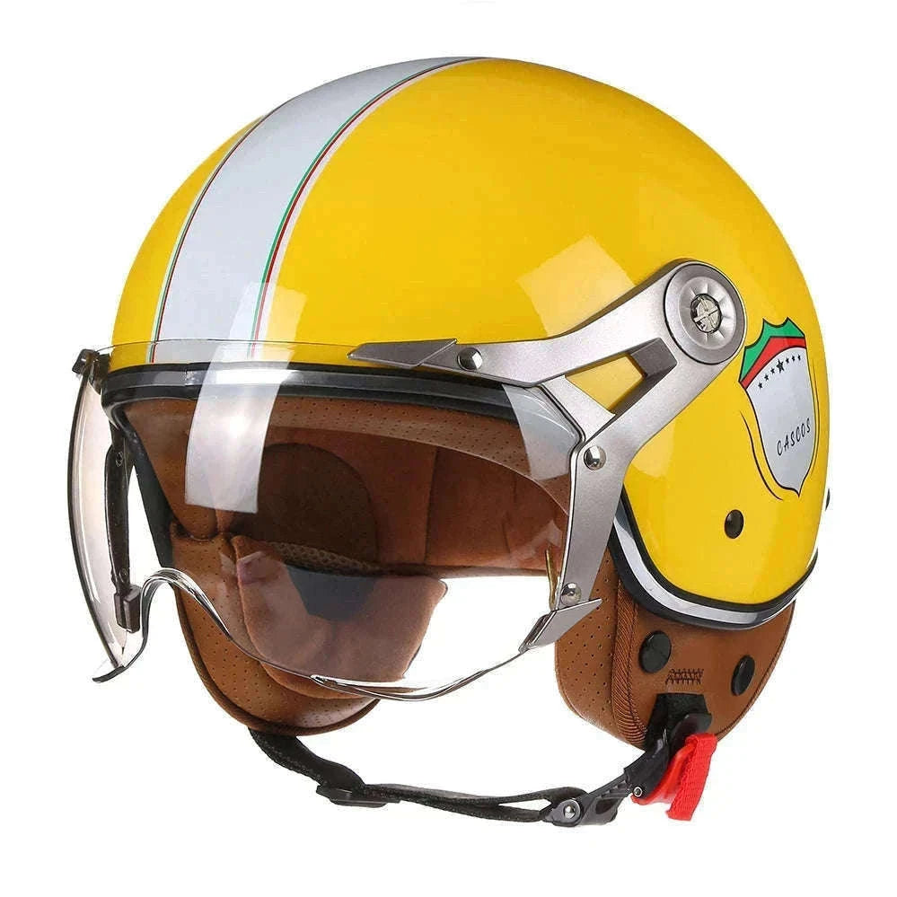 Vintage Jet Motorcycle Helmet with Visor for Confident Rides-288 red / L