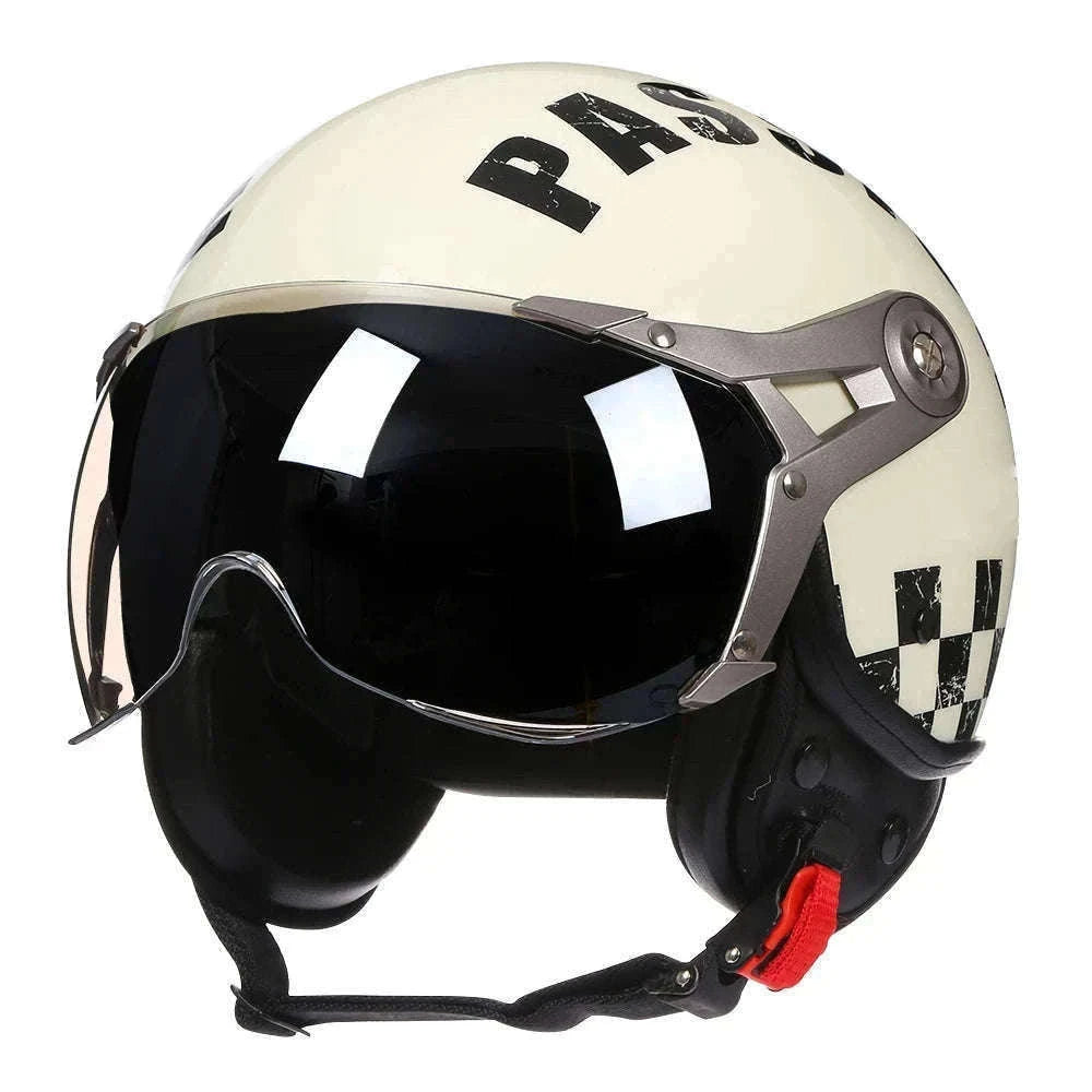 Vintage Jet Motorcycle Helmet with Visor for Confident Rides-288 red / L