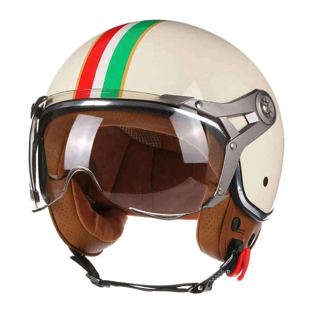 Vintage Jet Motorcycle Helmet with Visor for Confident Rides-288 red / L