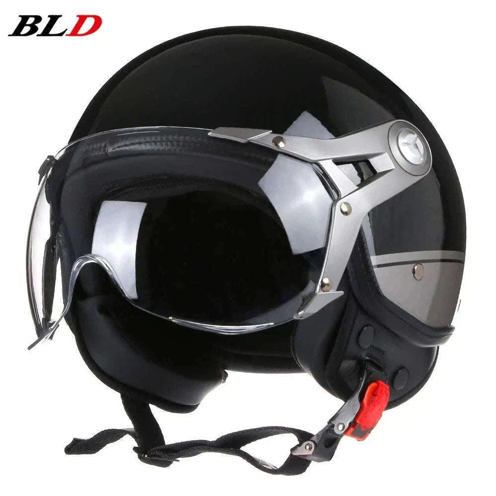 Vintage Jet Motorcycle Helmet with Visor for Confident Rides-288 red / L