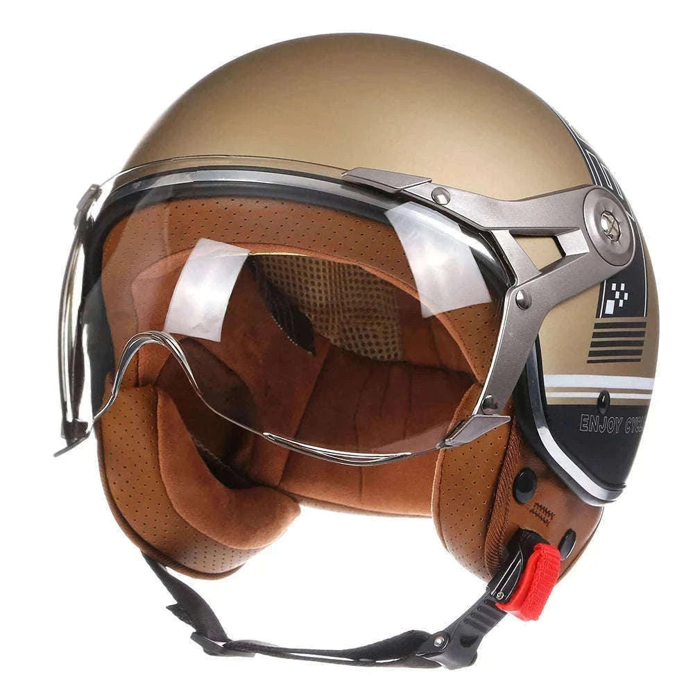 Vintage Jet Motorcycle Helmet with Visor for Confident Rides-288 red / L